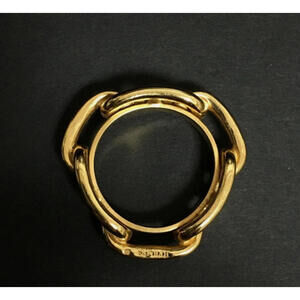 Gorgeous With Box! HERMES Regate Chaine D'ancre Scarf Ring Gold Tone